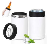Paquete de 2 enfriadores de latas de acero inoxidable de 12 onzas - Enfriador de latas de cerveza de doble pared aislado al vacío, a prueba de sudor, antideslizantes para cerveza y refrescos