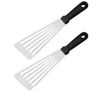 Paquete de 2 espátulas prácticas de acero inoxidable con agujero para colgar, herramienta de cocina resistente para hornear barbacoa y manipulación de alimentos, espátula profesional ranurada de acero