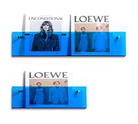 Paquete de 2 estantes acrílicos montados en la pared, estantes de almacenamiento de revistas de acrílico líquido para oficina, sala de espera, exhibición en el hogar (40 cm + 60 cm, azul) solución de