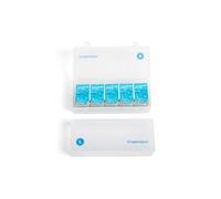 Paquete de 2 estuches organizadores mensuales de lentes de contacto de colores, cada uno tiene capacidad para 30-40 piezas, capacidad total de 60-80 piezas, caja de almacenamiento portátil para lentes