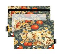 Paquete de 2 estuches para lápices para carpetas de 3 anillas, bolsa de cosméticos transparente con cremallera para escuela, oficina, clase, burrito griego, estilo chino