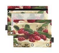 Paquete de 2 estuches para lápices para carpetas de 3 anillas, bolsas transparentes para lápices, estuche con cremallera, organizador de cosméticos, suministros de pastel de queso, estilo griego