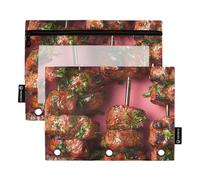 Paquete de 2 estuches para lápices para carpetas de 3 anillas, estuche transparente para lápices con cremallera a granel para niños, contenedor de almacenamiento de viaje, kebabs turcos, estilo griego