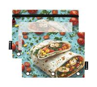 Paquete de 2 estuches para lápices para carpetas de 3 anillos, bolsa de cosméticos transparente con cremallera, para escuela, oficina, cosméticos, suministros para niños, burrito griego, estilo