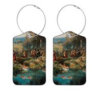 Paquete de 2 etiquetas de equipaje de la famosa Fox Hunt para maletas, esenciales para viajes en avión, viajes internacionales, accesorios de equipaje