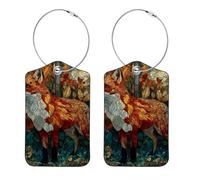 Paquete de 2 etiquetas de equipaje Fox Autumn (1) para maletas, etiqueta de equipaje de cuero, 2 artículos esenciales de viaje para mujeres.