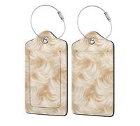 Paquete de 2 etiquetas de equipaje onduladas y rizadas con trazos de cepillo para maleta, etiqueta de identificación de nombre y lazo de metal para mujeres y hombres