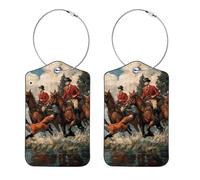 Paquete de 2 etiquetas de equipaje para maletas de la famosa Fox Hunt (2 unidades), con cubierta de privacidad para identificación y bolsa de viaje.