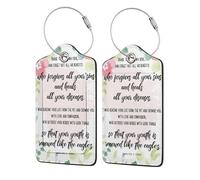 Paquete de 2 etiquetas de equipaje Salmos 1032-5 para maletas, de cuero sintético, con protección de privacidad, artículos esenciales de viaje.