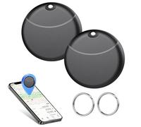 Paquete de 2 etiquetas de rastreador, compatibles con Apple Find My (solo iOS), rastreador Bluetooth, buscador de llaves inteligentes y localizador de artículos con funda impermeable para llaves