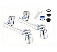 Paquete de 2 extensores de grifo de brazo robótico de 1440° | Juego de aireador universal de grifo giratorio para cocina y baño | Cabezales rociadores a prueba de salpicaduras de modo dual