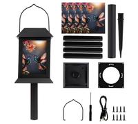 Paquete de 2 faroles solares para exteriores, impermeables, vintage, de larga duración, lámpara colgante de 14 x 4 pulgadas, iluminación de jardín, patio, terraza, decoración al aire libre (pájaros