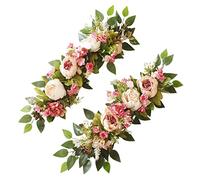 Paquete de 2 Flores de Arco de Boda, Guirnaldas de Flores Artificiales, Carteles de Bienvenida para Bodas, Decoraciones Florales, Guirnalda de Arco para Fondo de Arco de Boda, Centros de Mesa de(Rosa)