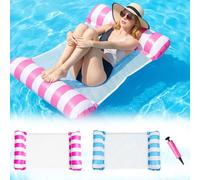 Paquete de 2 flotadores inflables para piscina, balsa flotante de piscina de 2 tubos para adultos, colchón de agua para playa, fiesta de verano en la piscina (rosa y azul)
