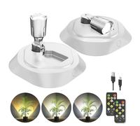 Paquete de 2 focos LED inalámbricos, control remoto y temporizador, luces de imagen que funcionan con pilas para arte de pared, pinturas y dianas (blanco)