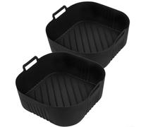 Paquete de 2 forros de silicona para freidora de aire, cesta antiadherente para COSORI 6.2L NA230, bandeja grande para hornear para freidora de aire Philips, accesorio reutilizable (negro)