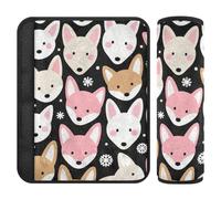 Paquete de 2 fundas acolchadas para cinturón de seguridad con diseño de zorro de dibujos animados, color rosa y negro, libera el estrés en tu cuello y hombros para bolsa de accesorios para carro