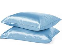 Paquete de 2 fundas de almohada de seda pura de morera, suaves para cabello y piel, con cierre de sobre (azul cielo, estándar, 50 x 75 cm)