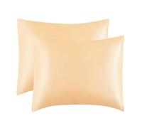 Paquete de 2 fundas de almohada de seda satinada suave de morera pura para cabello y piel con cierre de sobre (color champán, tamaño estándar (50 x 75 cm)