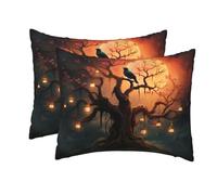Paquete de 2 Fundas de Almohada de tamaño estándar con Cremallera, Suaves y Transpirables para el Cabello y la Piel, de 50 x 66 cm, Ideal para Dormir. Fundas de Almohada con diseño de pájaros misteri