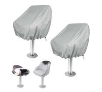 Paquete de 2 fundas de asiento de barco para exteriores para asientos de 22 x 24 x 25 pulgadas, resistente a los rayos UV, tela Oxford 210D/420D impermeable, ajuste con cordón elástico (plata 420D)