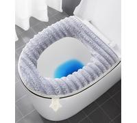 Paquete de 2 fundas de asiento de inodoro más gruesas y suaves, fundas de cojín para asiento de inodoro para baño, lavables y cálidas, con cremallera y asa, se adapta a la mayoría de tamaños de tapas