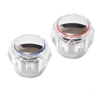 Paquete de 2 fundas de cabezal de grifo frío y caliente, 20 ranuras de 7,5 mm, asas de repuesto acrílicas con indicadores azules y rojos para válvulas mezcladoras de lavabo de baño, kit de reparación