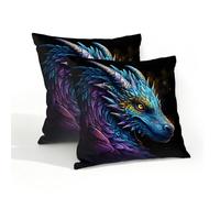 Paquete de 2 fundas de cojín para exteriores de 45 x 45 cm, fundas de almohada impermeables de dragón chino, fundas de cojín decorativas para jardín, patio, sofá, banco, muebles, sala de estar, sofá y