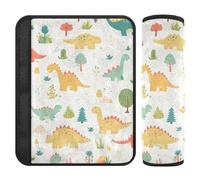 Paquete de 2 fundas de correa de asiento de coche con diseño de dinosaurio colorido pastel de dibujos animados, libera el estrés en tu cuello y hombros, fundas para cinturón de seguridad para bolsa de