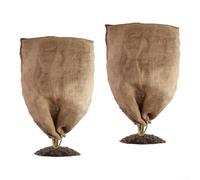 Paquete de 2 fundas de protección contra heladas de invierno de arpillera para plantas, bolsas reutilizables para proteger de forma segura árboles y plantas de jardín de las inclemencias del tiempo