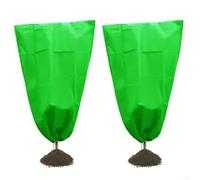 Paquete de 2 fundas de protección contra heladas para plantas, bolsas transpirables no tejidas con cordón para árboles, árboles jóvenes, arbustos y plantas en maceta, color verde, varios tamaños