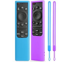 Paquete de 2 fundas de silicona para control remoto Samsung Smart TV, funda protectora que brilla en la oscuridad, compatible con BN59-01357 BN59-01385 BN59-01265A, funda antideslizante a prueba de