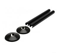 Paquete de 2 fundas de tubo de radiador con collares para tubos de 15 mm, acabado cromado para baño y áreas de estar (negro)