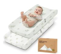 Paquete de 2 fundas orgánicas para cambiadores para niñas, niños, neutrales, 100% algodón, fundas suaves para cambiador de pañales, fundas para cambiador de contorno, cubierta de almohadilla de cambio