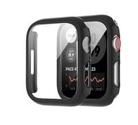 Paquete de 2 fundas para Apple Watch Series 8 Seires 7 de 1.77 pulgadas, con protector de pantalla de vidrio templado 9H integrado, cubierta facial ligera de policarbonato duro para iWatch Series 8,