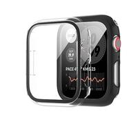 Paquete de 2 fundas para Apple Watch Series 8 Seires 7 de 1.77 pulgadas, con protector de pantalla de vidrio templado 9H integrado, cubierta facial de policarbonato duro ligero para iWatch Series 8