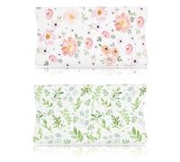 Paquete de 2 fundas para cambiador, fundas de mesa ultra suaves para cambiar pañales con banda elástica de punto de jersey de algodón para niñas y niños, 32 x 16 pulgadas