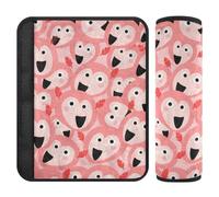 Paquete de 2 fundas para cinturón de seguridad con diseño de animales lindos de dibujos animados, color rosa, libera el estrés en tu cuello y hombros para mochila, funda para cinturón de carro