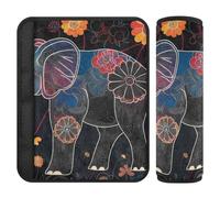 Paquete de 2 fundas para cinturón de seguridad de coche con diseño de elefante, color negro, libera el estrés en tu cuello y hombros, accesorios para SUV
