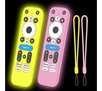 Paquete de 2 fundas para control remoto Climberer 4K Pro, compatible con mando a distancia de TV Button Onn 4K Plus/Pro, brilla en la oscuridad luminosa (rosa + amarillo)