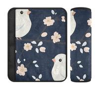 Paquete de 2 fundas para correas de asiento de coche, diseño de pájaros lindos, color azul marino, libera el estrés en tu cuello y hombros, para protector de avión para cinturón de carro