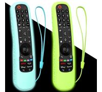 Paquete de 2 Fundas para LG Magic Remote 2021-2024, Funda de Silicona para Control Remoto LG Smart TV MR24GN MR23GA MR22GA AN-MR21GA Que Brilla en la Oscuridad, Azul y Verde