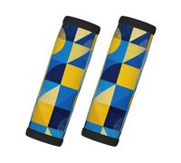 Paquete de 2 fundas para manijas con estampado geométrico amarillo y azul con tarjeta de contacto para maletas, nevera, horno, puerta de coche y mancuernas