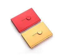 Paquete de 2 fundas para tarjetas de visita, portatarjetas de metal para hombres y mujeres, regalos de negocios [rojo + dorado]