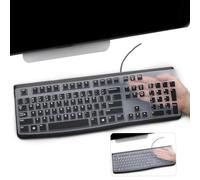 Paquete de 2 fundas para teclado Logitech K120 y MK120, teclado USB ergonómico de escritorio, Logitech K120 y MK120 US Layout impermeable y antipolvo, color negro y transparente