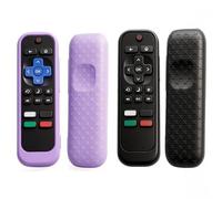 Paquete de 2 fundas universales de silicona, compatible con Roku TV Remote/Express/Streaming Stick/Premiere, control remoto de voz con cordón