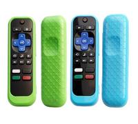 Paquete de 2 fundas universales de silicona, compatible con Roku TV Remote/Express/Streaming Stick/Premiere, control remoto de voz con cordón