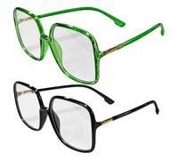 Paquete De 2 Gafas Con Montura Cuadrada, Gafas De Moda, Gafas Antiluz Azul, Gafas De Estilo Simple, Gafas Para Computadora (Negro, Verde)