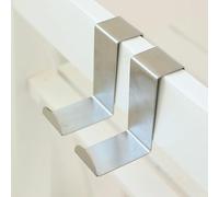 Paquete de 2 ganchos de acero inoxidable para toallas, ropa y bolsos, diseño de doble cara para armario, cajón o puerta de habitación de hasta 4 cm de grosor