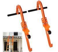 Paquete de 2 ganchos de escalera para cumbrera de techo con rueda, gancho de techo de escalera resistente con barra en T de agarre de goma, barras de acero de carga mejoradas, estabilizador de escal